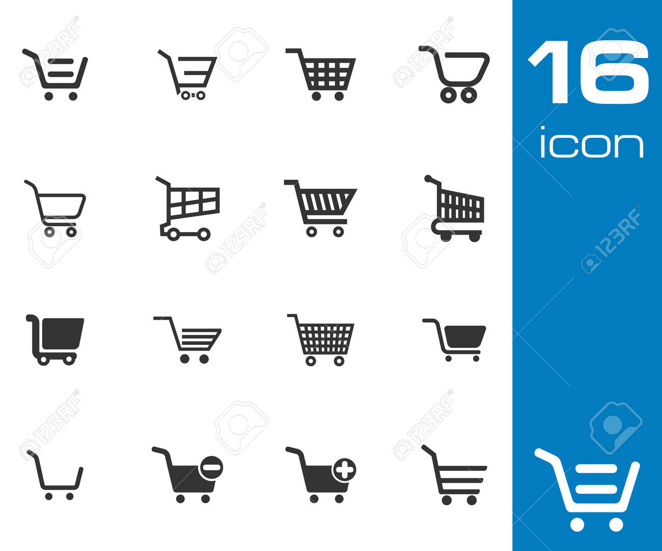 Vector Black Shopping Cart Icons Set On White Background Royalty Free Cliparts Vectors And Stock Illustration Image