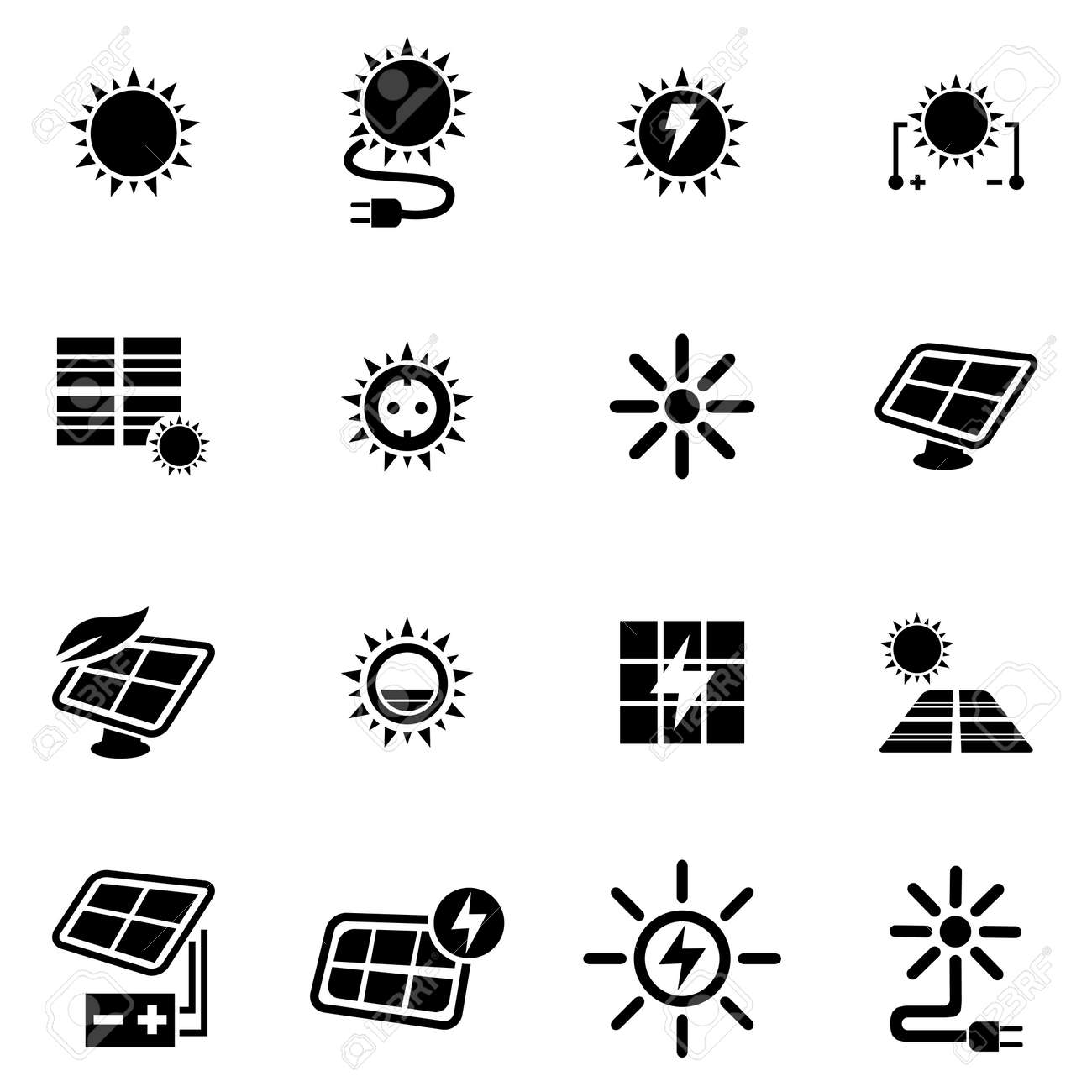 ベクトル黒太陽エネルギー アイコン背景白に設定のイラスト素材 ベクタ Image