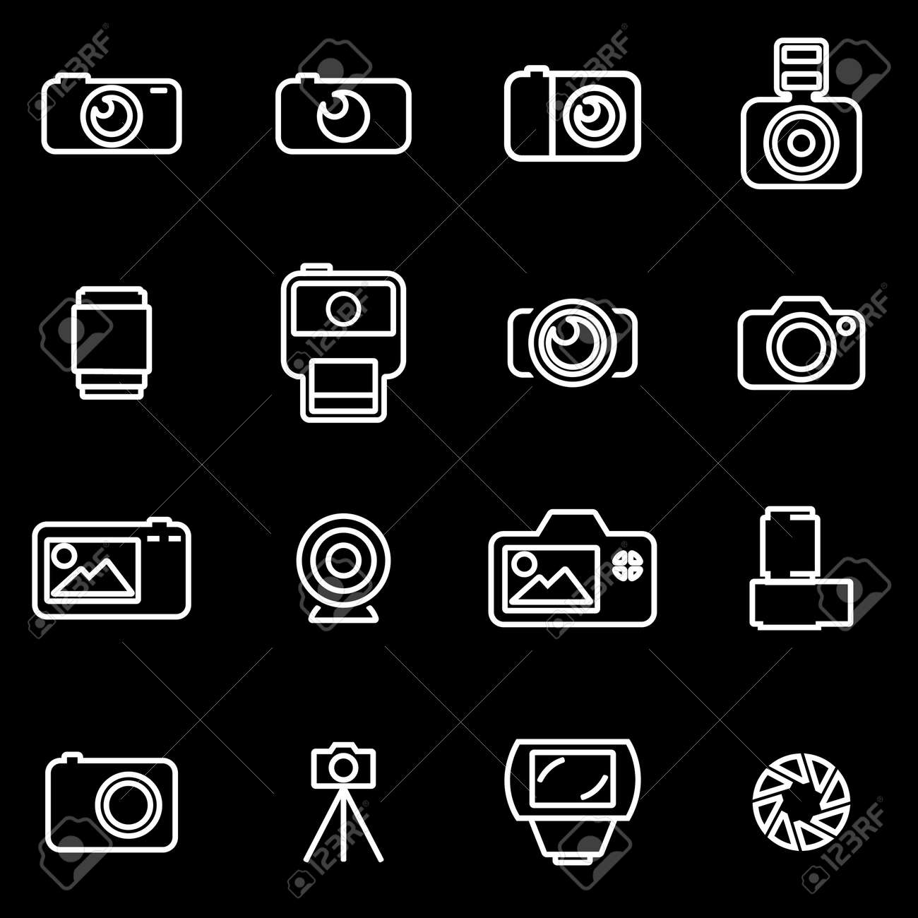 ベクトル線写真アイコンを設定 写真アイコン オブジェクト 写真アイコン画像 アイコン画像 株式ベクトルのイラスト素材 ベクタ Image