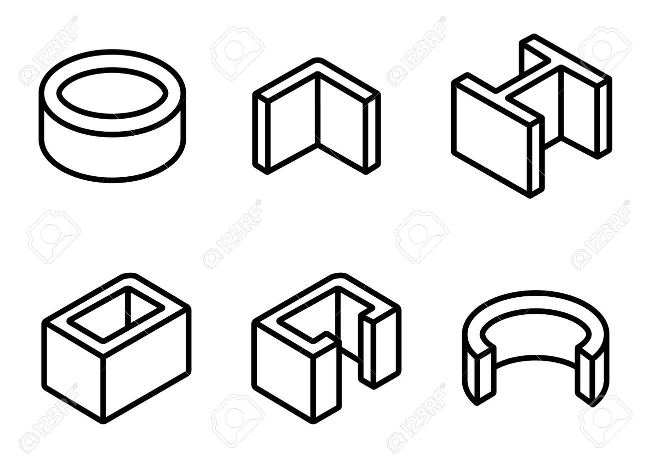 vector line metal profilies icons set steel product and