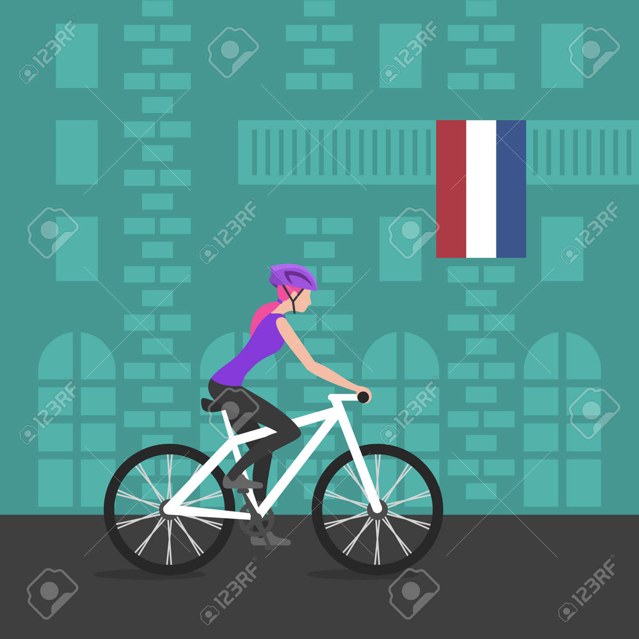 街を駆け抜ける自転車に自転車女の子のベクトル イラストバイクと自転車 スポーツと運動 バルコニーにオランダの旗 オランダでの健康的なライフ スタイル の イラスト素材 ベクタ Image 街を駆け抜ける自転車に自転車女の子のベクトル イラストバイクと自転車 スポーツと運動 バルコニーにオランダの旗 オランダでの健康的なライフ スタイル の イラスト素材 ベクタ Image