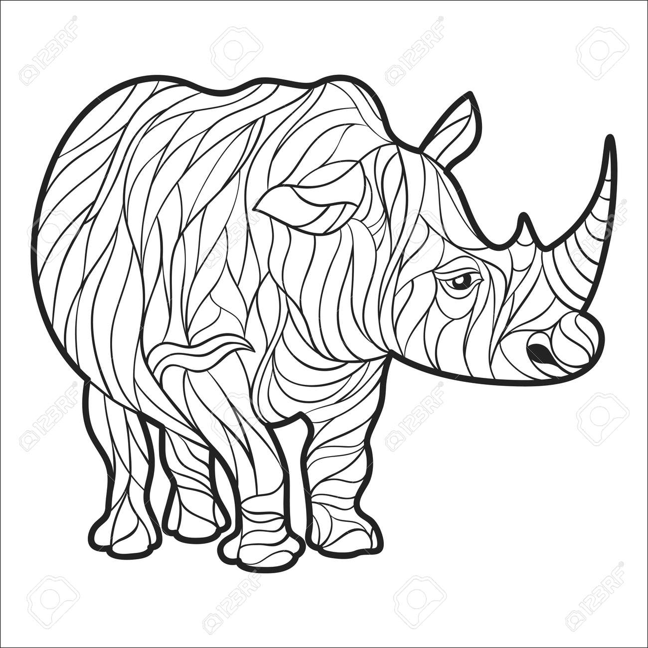 ベクトル モノクロ手サイの描き下ろしイラストです 白い背景で隔離の高詳細ページを着色します 自由奔放に生きるスタイル T シャツ グリーティング カード やポスターをデザインします のイラスト素材 ベクタ Image