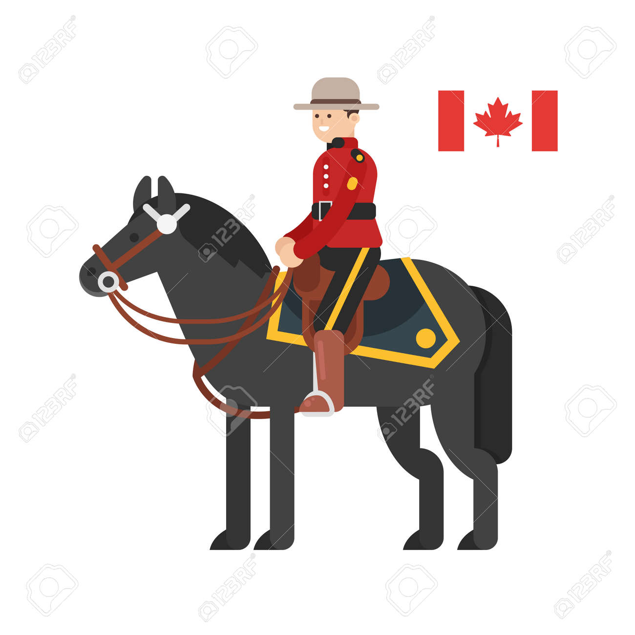 王立カナダ騎馬警察のベクトル フラット スタイルのイラスト Web のアイコン 白い背景上に分離 のイラスト素材 ベクタ Image