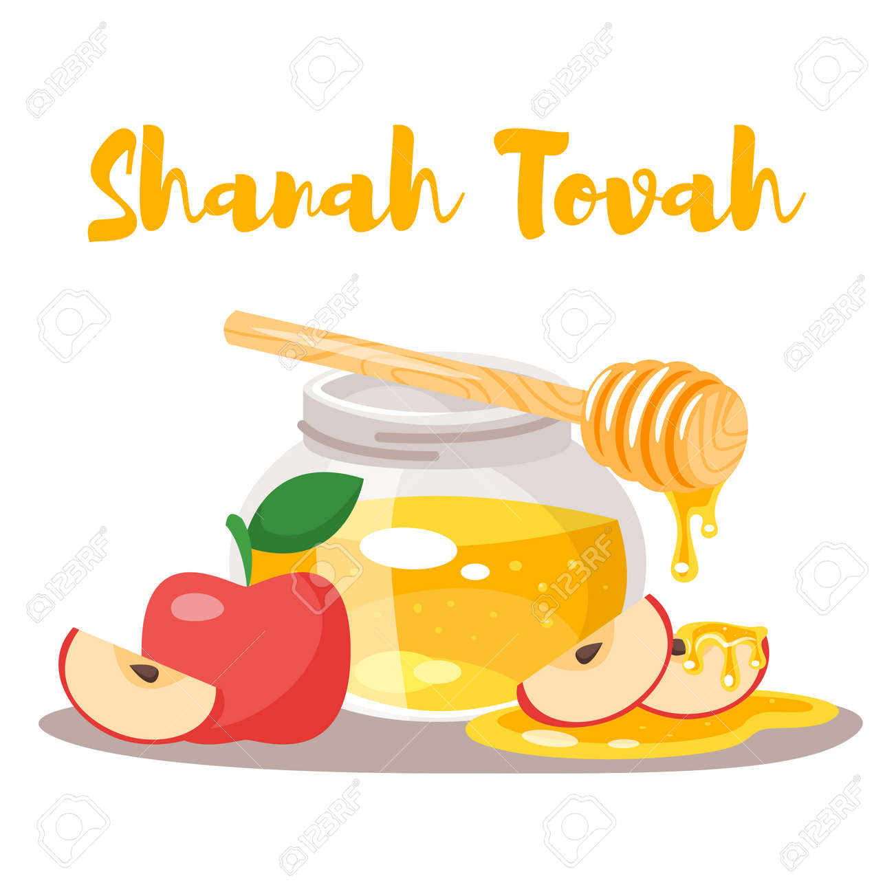 vector cartoon style shanah tovah greeting card template with