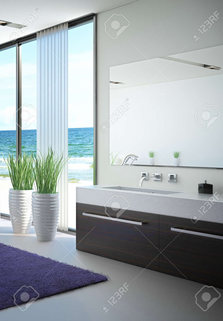 Salle De Bain De Luxe En Pierre ~ int rieur salle de bains moderne avec vue sur la marine banque d Salle De Bain De Luxe En Pierre ~ int rieur salle de bains moderne avec vue sur la marine banque d