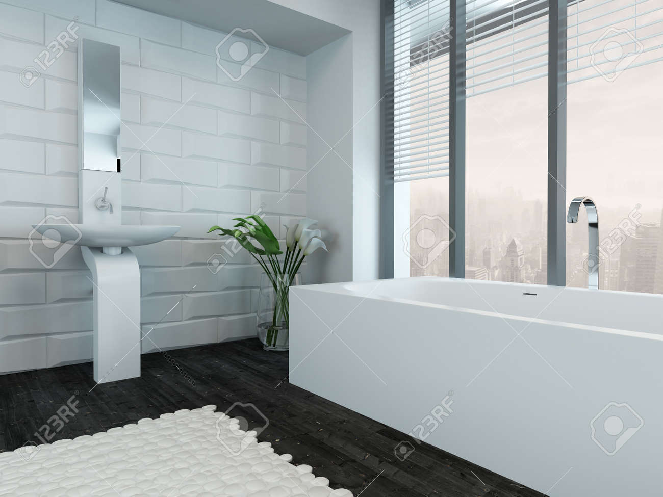 Imagen Del Interior Moderno Cuarto De Baño De Lujo Con Bañera Fotos ... Imagen Del Interior Moderno Cuarto De Baño De Lujo Con Bañera Fotos ...