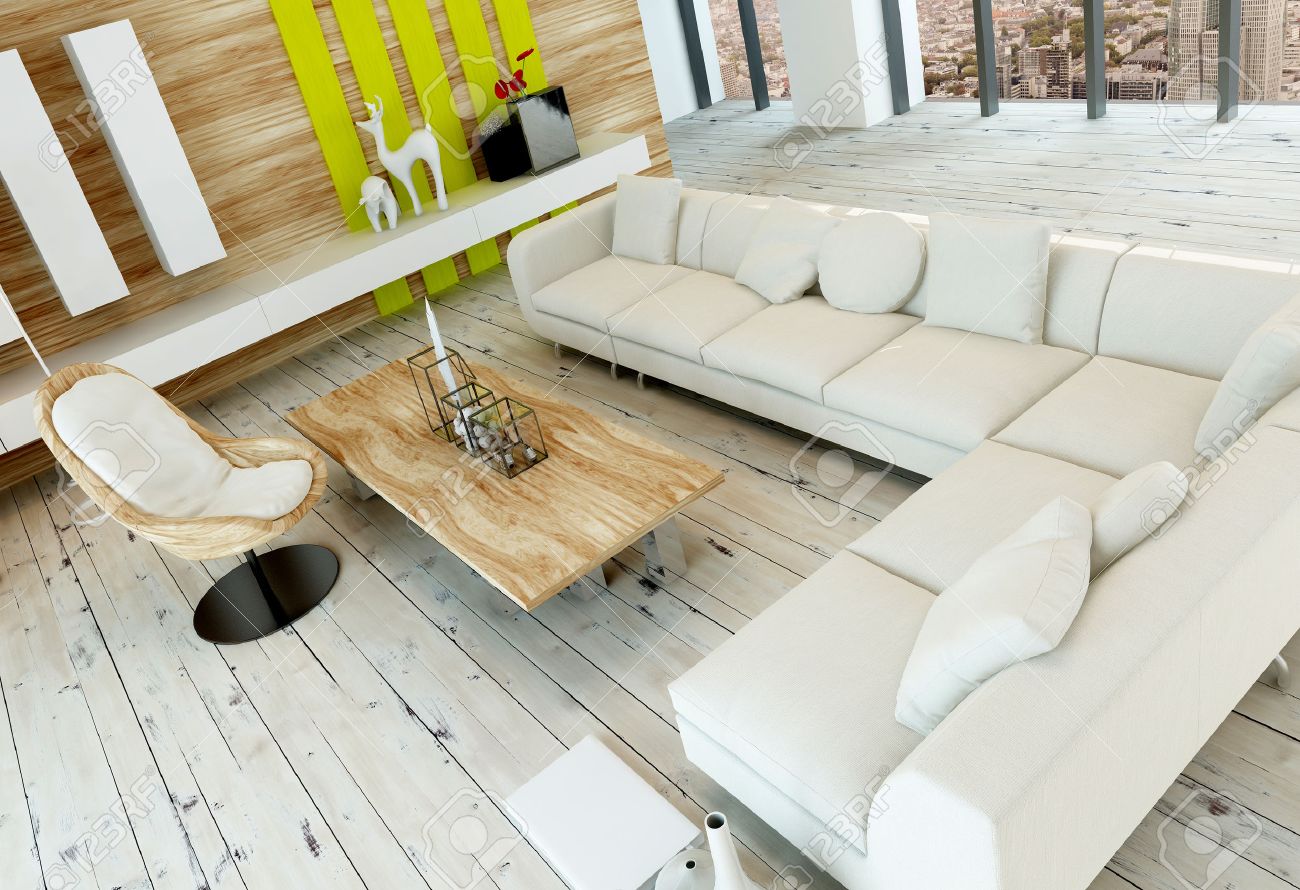 High Angle View Of A Rustic Living Room Interior With White Painted Wooden Floorboards Wood High Angle View Of A Rustic Living Room Interior With White Painted Wooden Floorboards Wood