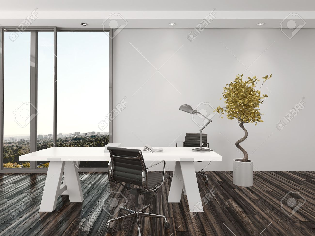 modern home office interior design with two office chairs on either side of a white desk - Modern Home Office For Two modern home office interior design with two office chairs on either side of a white desk - Modern Home Office For Two