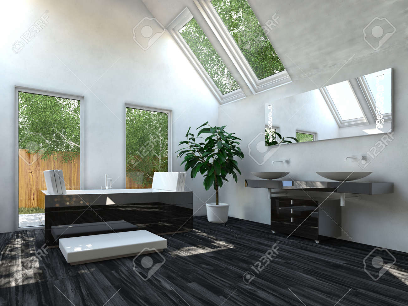 Elegante Schwarze Bodenbelag Wohnzimmer Mit Weißen Und Glaswände ... Elegante Schwarze Bodenbelag Wohnzimmer Mit Weißen Und Glaswände ...