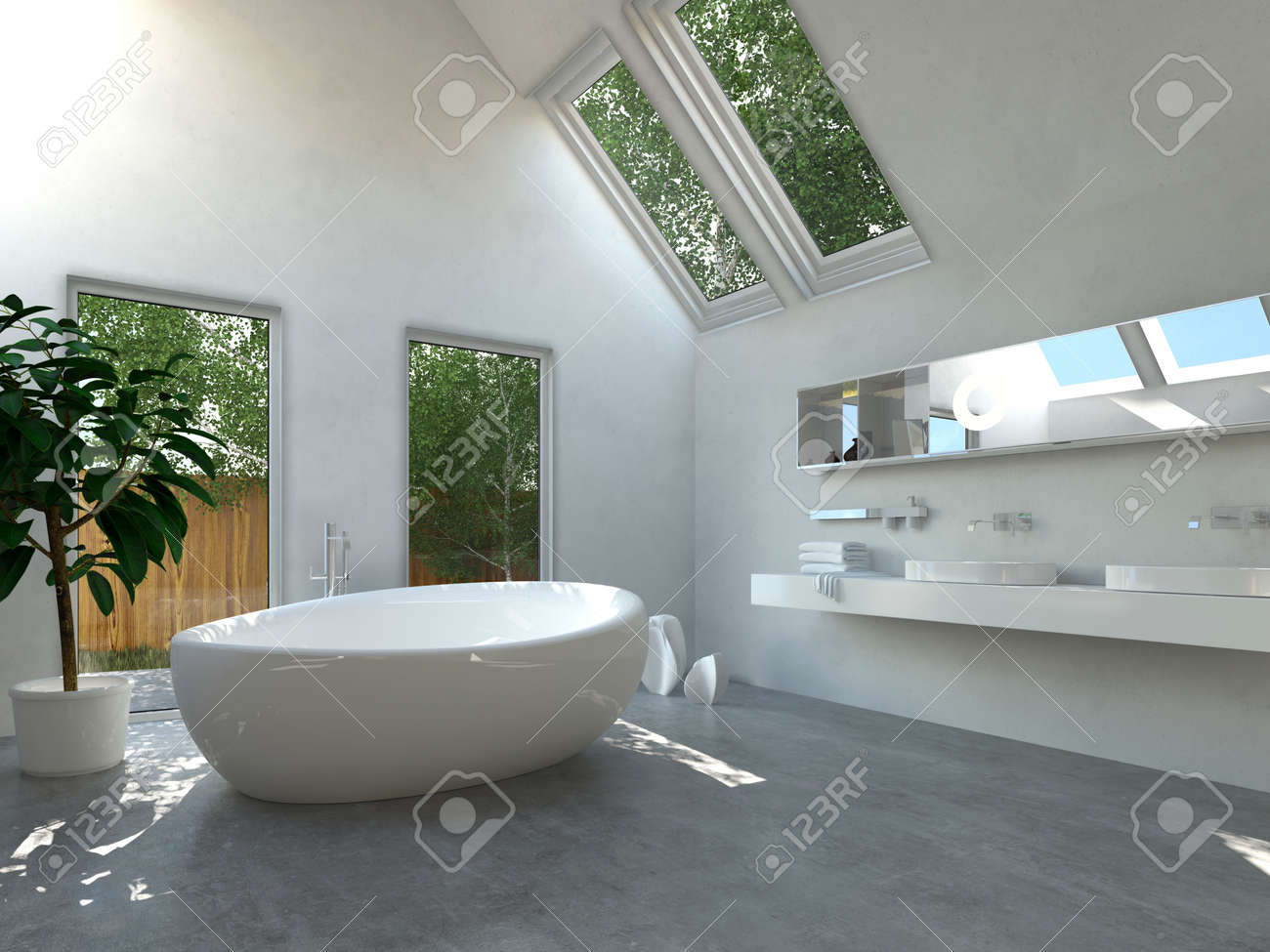Renovation Salle De Bain Gex ~ int rieur de salle de bains moderne avec une baignoire autoportante Renovation Salle De Bain Gex ~ int rieur de salle de bains moderne avec une baignoire autoportante