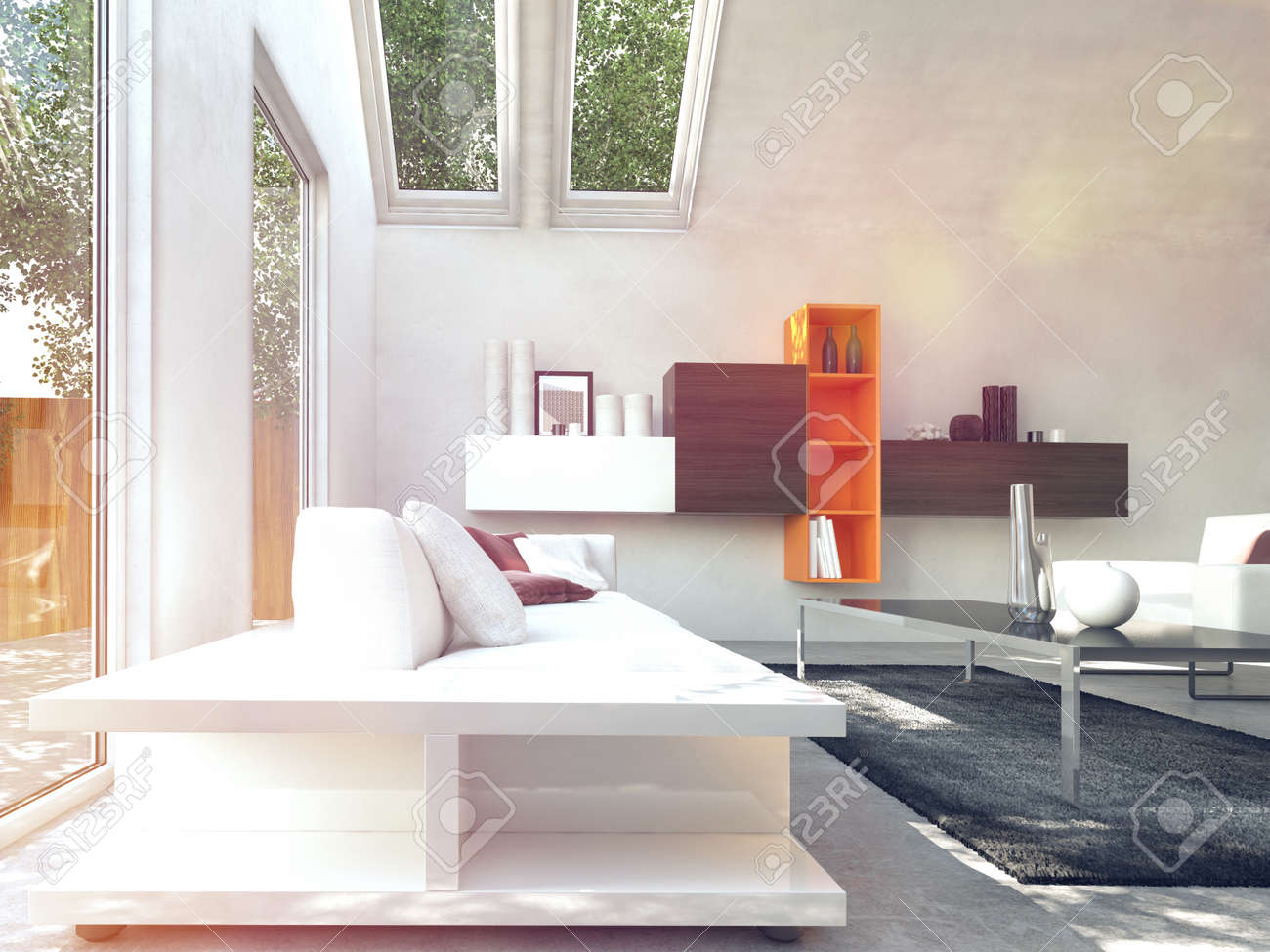 Wit Geïnspireerd Gezellig Modern Design Woonkamer Met Klasse Tafel ... Wit Geïnspireerd Gezellig Modern Design Woonkamer Met Klasse Tafel ...