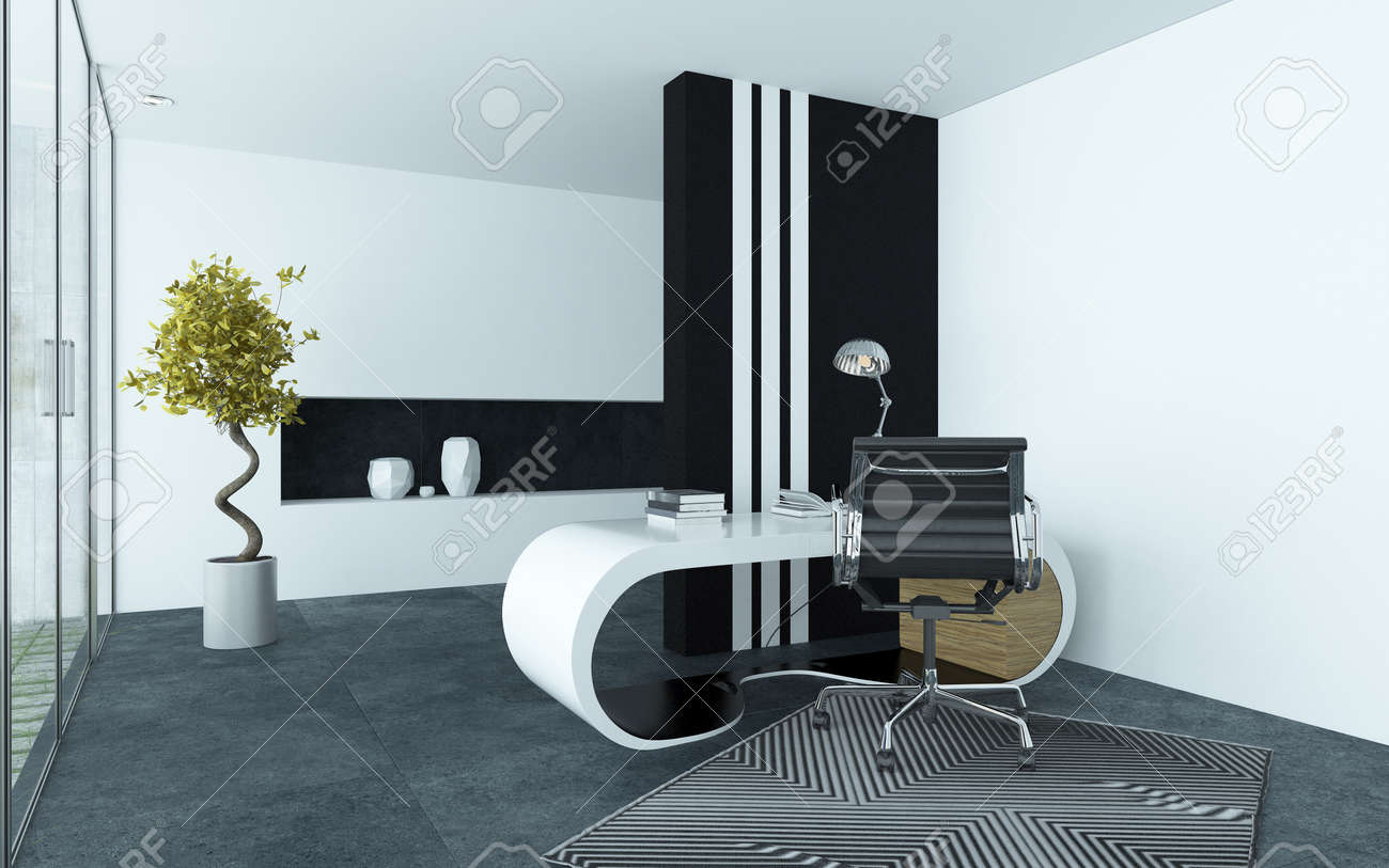 modern elegant office interior with clean grey and white decor elegant office