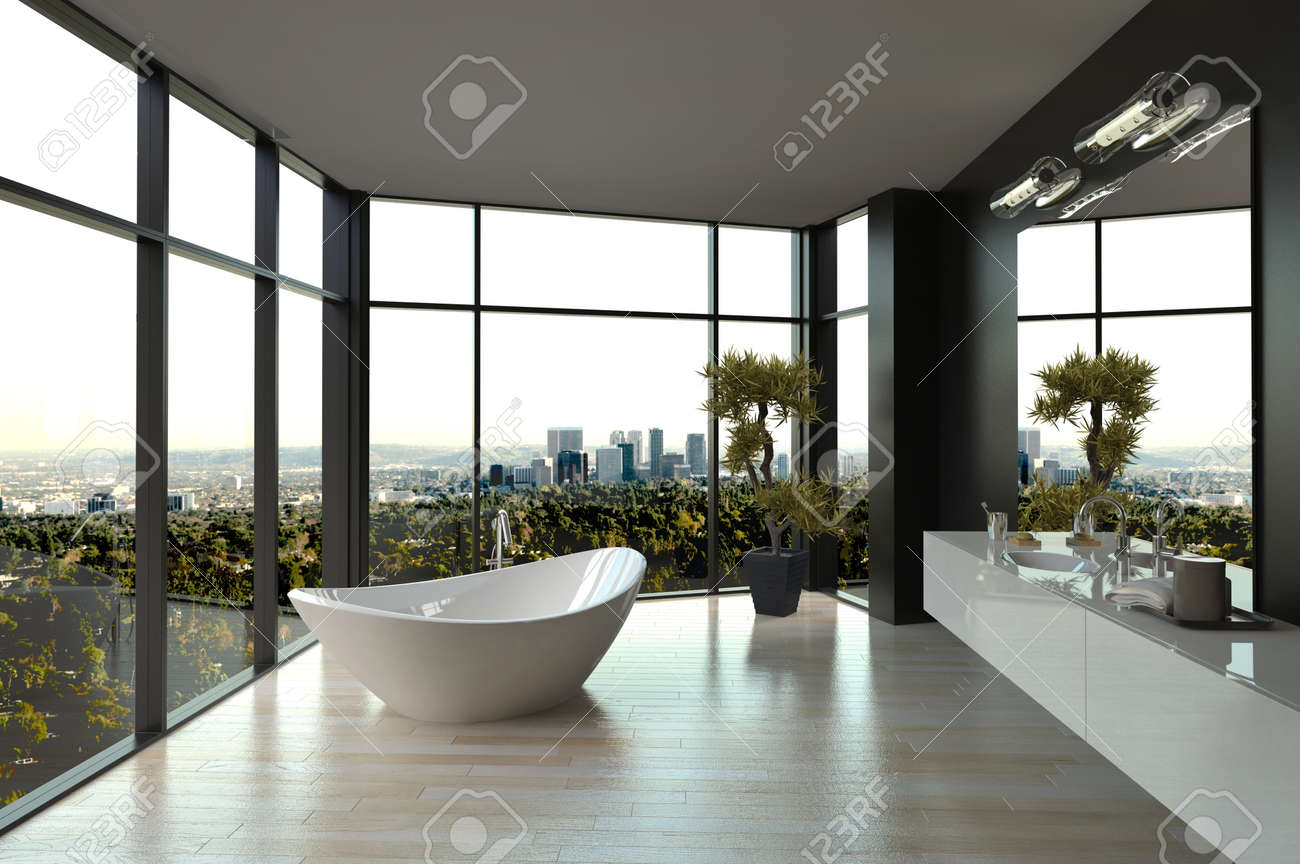 archivio fotografico bianco bagno di lusso moderno interior
