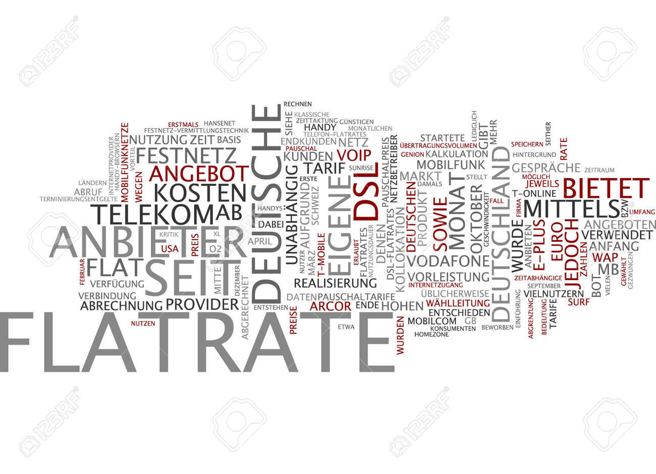 Word Cloud Of Flatrate In German Language Stock Photo Picture And Royalty Free Image Image