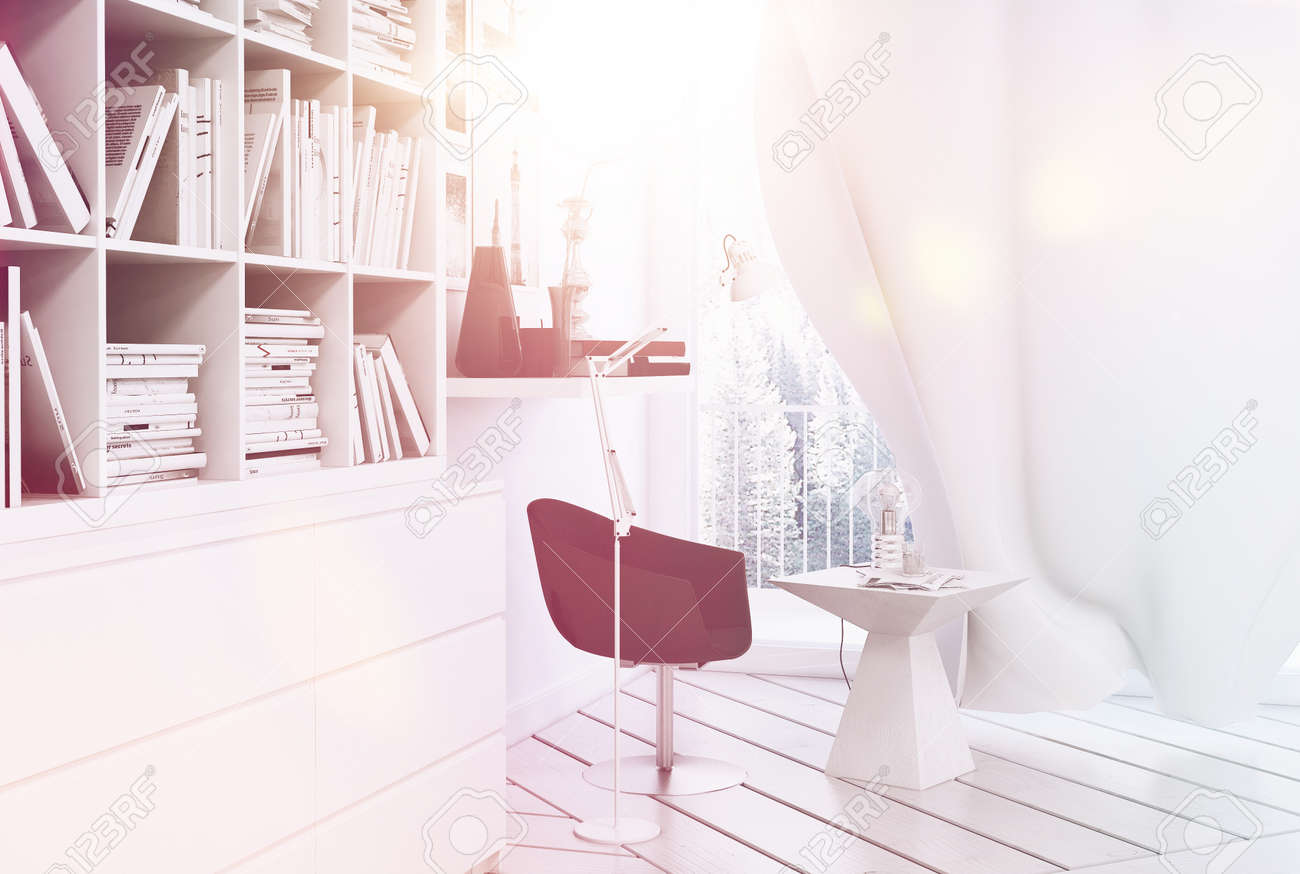 Schone Weisse Leseecke Mit Sessel Und Vorhang Im Sonnenlicht Mit Sunflare Abgedeckt Lizenzfreie Fotos Bilder Und Stock Fotografie Image 33967511