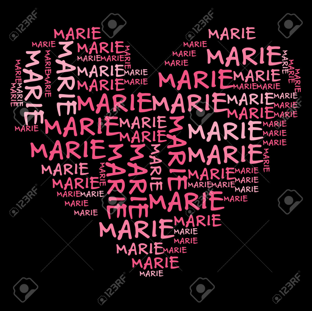 黒の背景にピンク文字でマリーの単語の雲 の写真素材 画像素材 Image