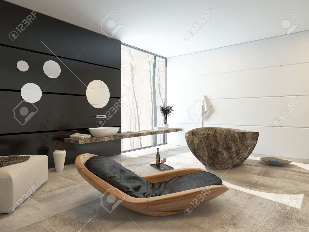 Diseno Contemporaneo En Un Interior Lujoso Cuarto De Bano Con Una