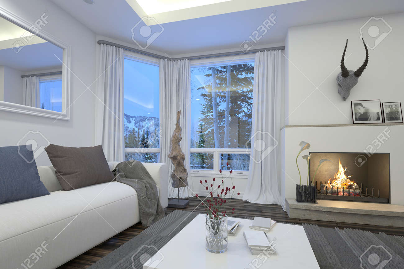White Cozy Living Room cozy living room interior with an upholstered white couch and White Cozy Living Room cozy living room interior with an upholstered white couch and