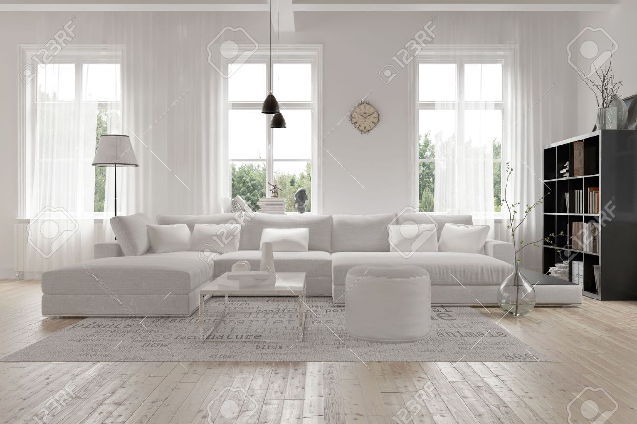 Moderne Grosszugige Lounge Oder Wohnzimmer Innenraum Mit Einfarbigen