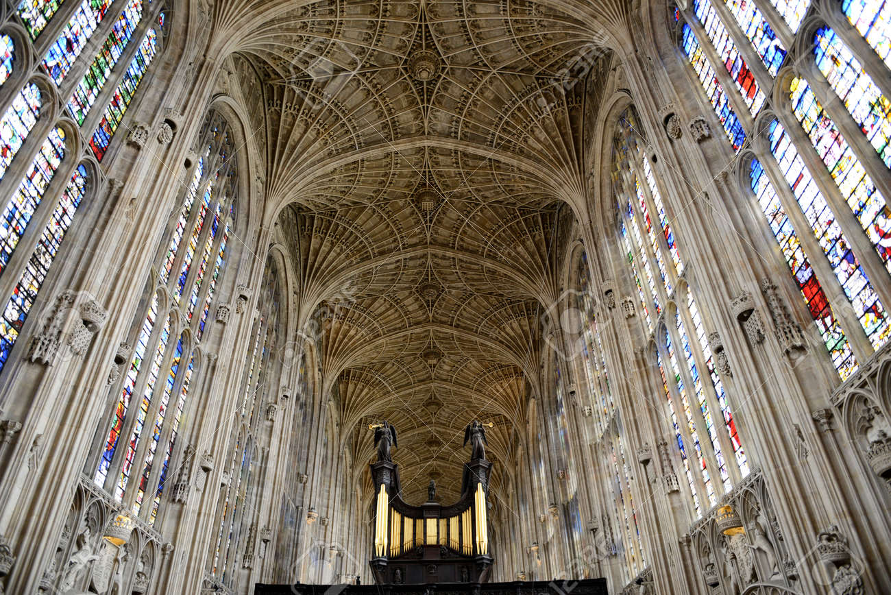 Interior Of Kings College Chapel Looking Up At Worlds Largest