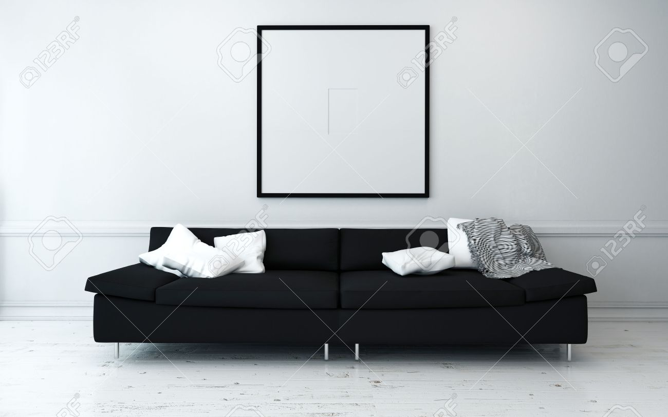 Sof Negro Con Blanco Cojines En Escasamente Decorada Sala De Estar -> Fotos De Salas De Estar Decoradas Modernas Sof Negro Con Blanco Cojines En Escasamente Decorada Sala De Estar -> Fotos De Salas De Estar Decoradas Modernas