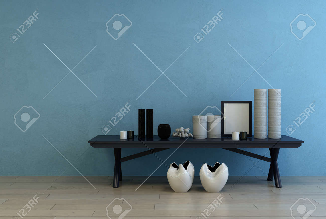 Modern Ceramics And Empty Simple Black Picture Frame On A Small Stock Photo Picture And Royalty Free Image Image 52465148
