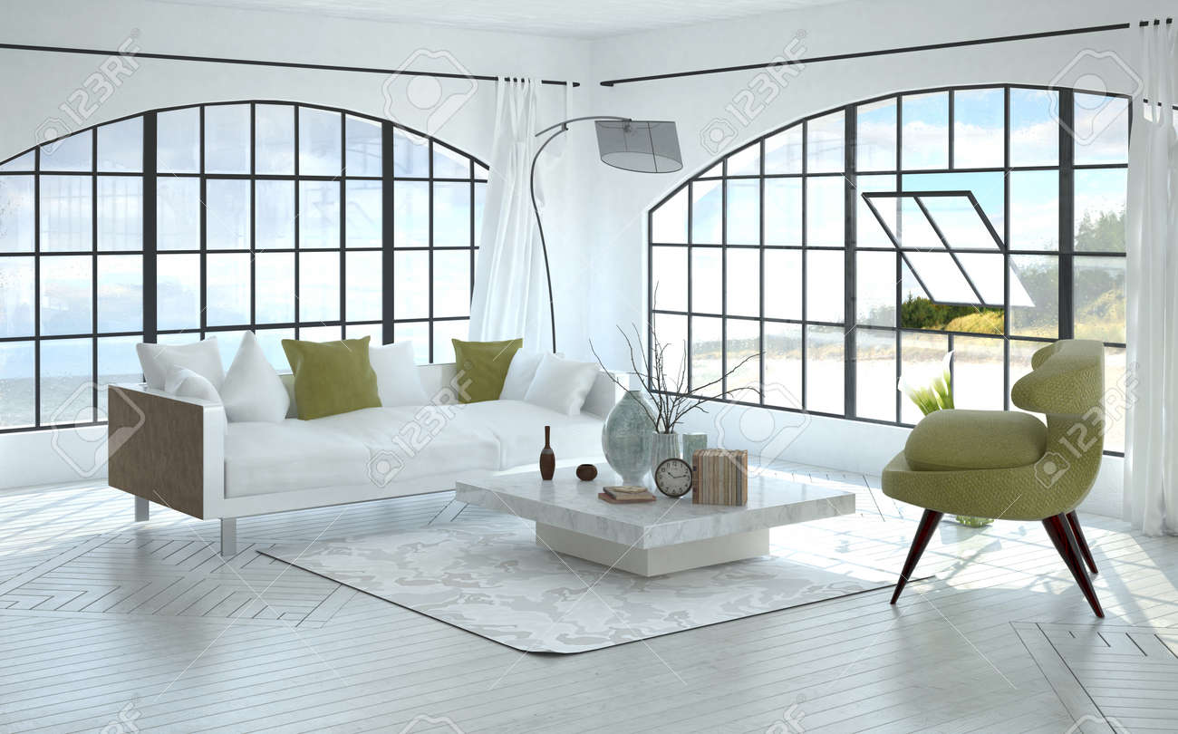 3D Interno Di Un Ampio Soggiorno Con Tavolo Quadrato Da Caffè ... 3D Interno Di Un Ampio Soggiorno Con Tavolo Quadrato Da Caffè ...