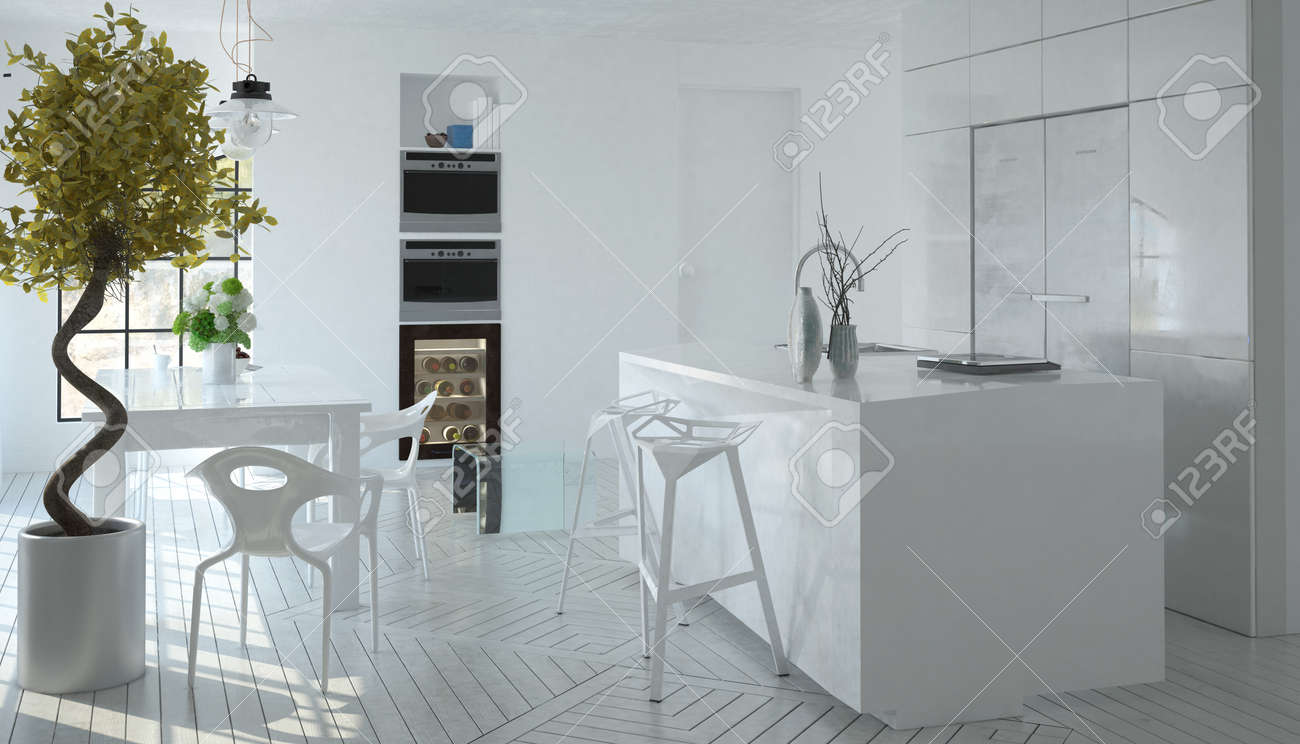 compact modern monochromatic white kitchen interior with built compact modern monochromatic white kitchen interior with built