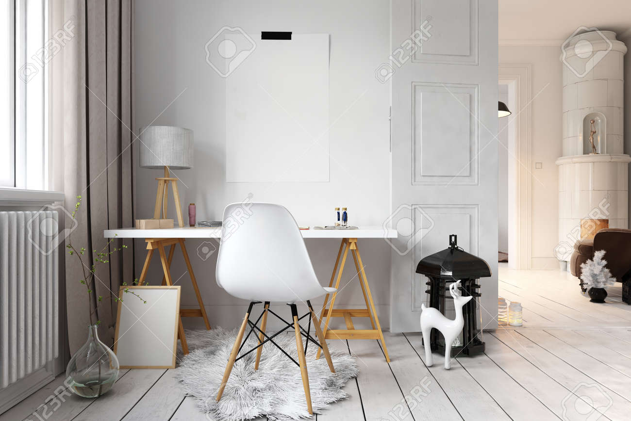 3D Mit Parkettboden Im Minimalistischen Modernen Skandinavischen ... 3D Mit Parkettboden Im Minimalistischen Modernen Skandinavischen ...