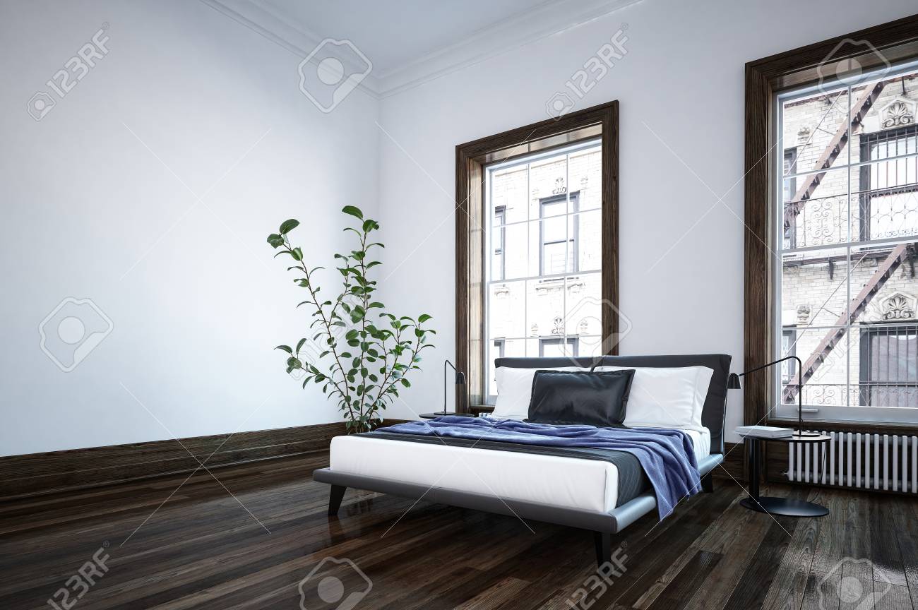 Modernes Schlafzimmer In Einem Modernen Apartment Oder Haus Mit