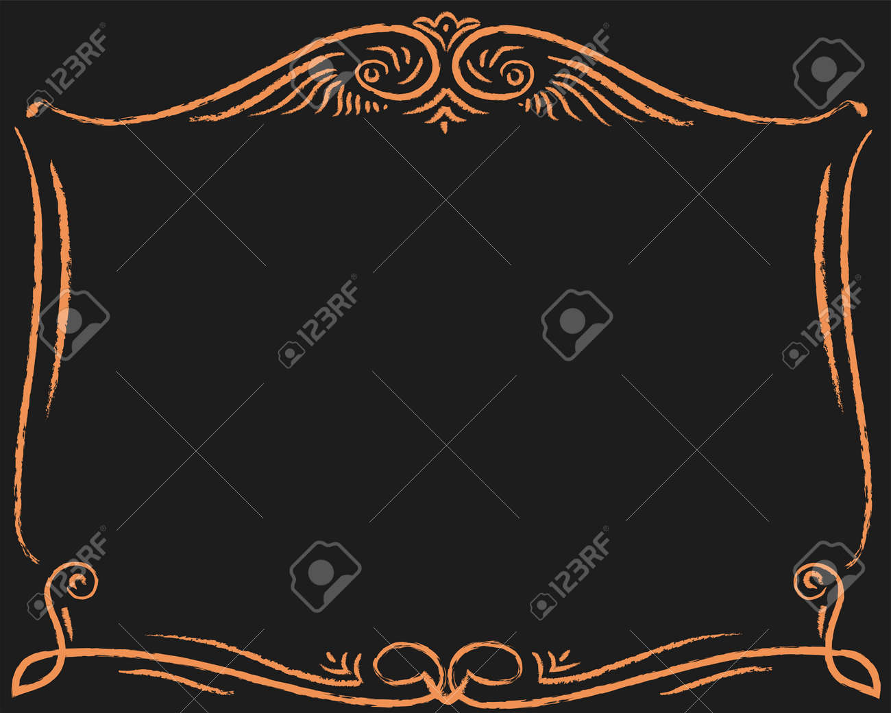 ゴールデン フレームが黒の背景にレトロな洋風です のイラスト素材 ベクタ Image