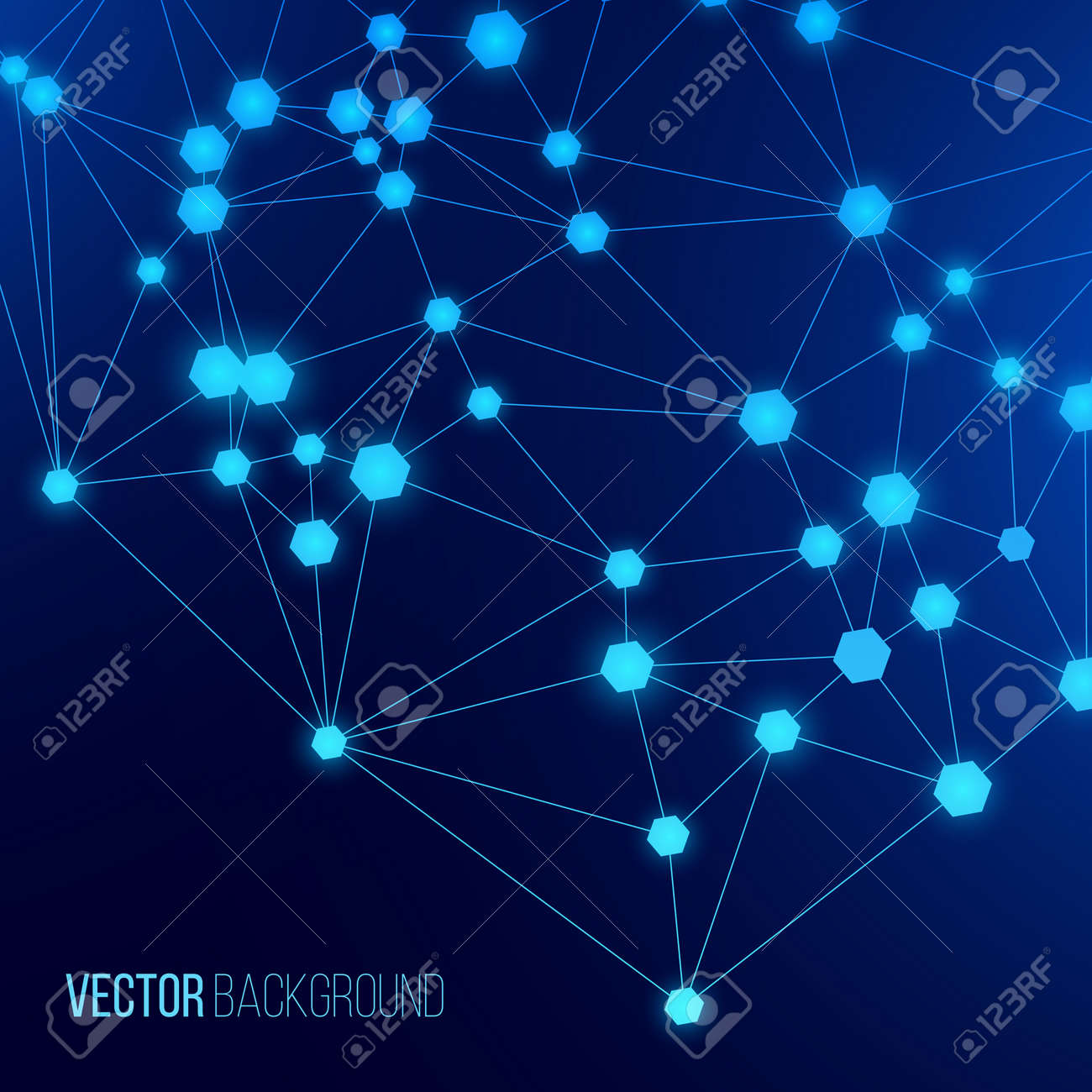 internet web background glowing cellular connection on a blue web background