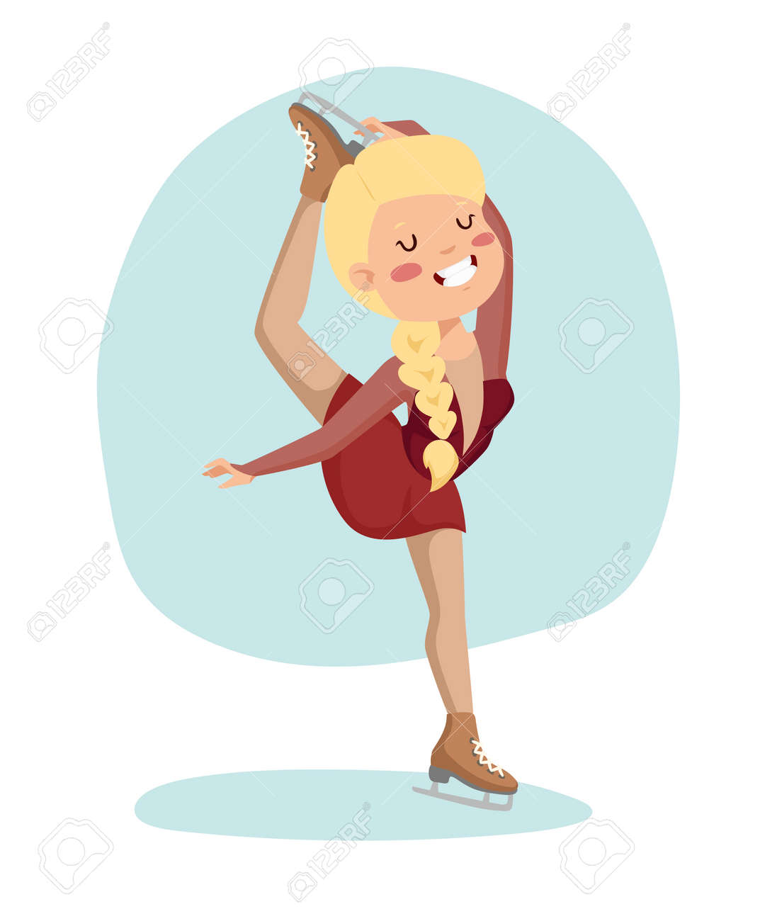 スケートの女の子 フィギュア スケート少女氷上トレーニングします のイラスト素材 ベクタ Image