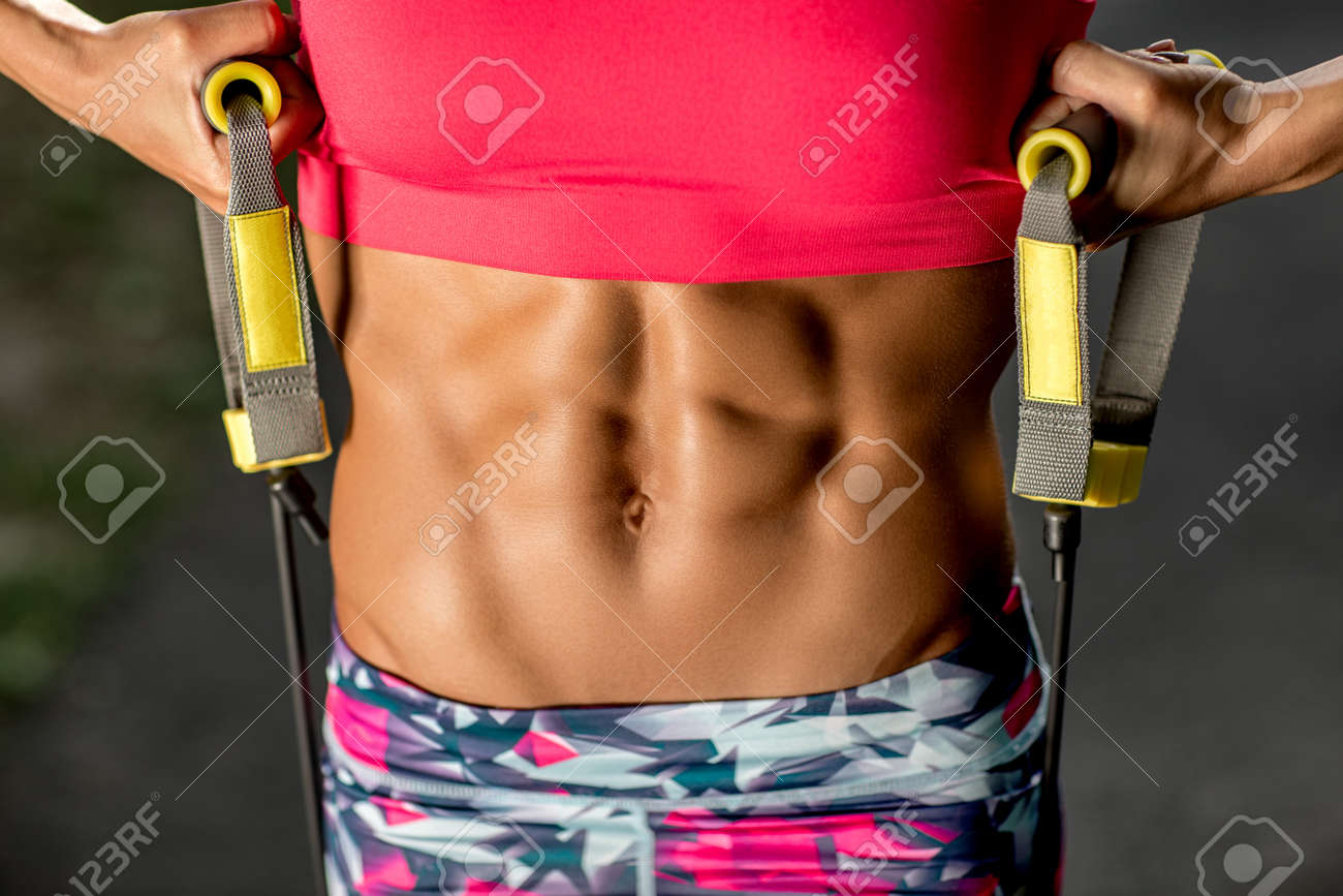 Attractive Fitness Young Woman Showiong Her Perfect Abs Health Stock Photo Picture And Royalty Free Image Image