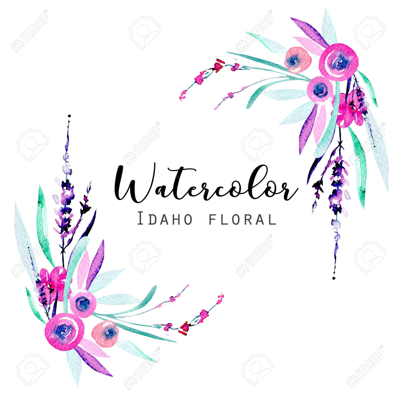 corner border frame with simple abstract watercolor pink and simple border designs for greeting cards