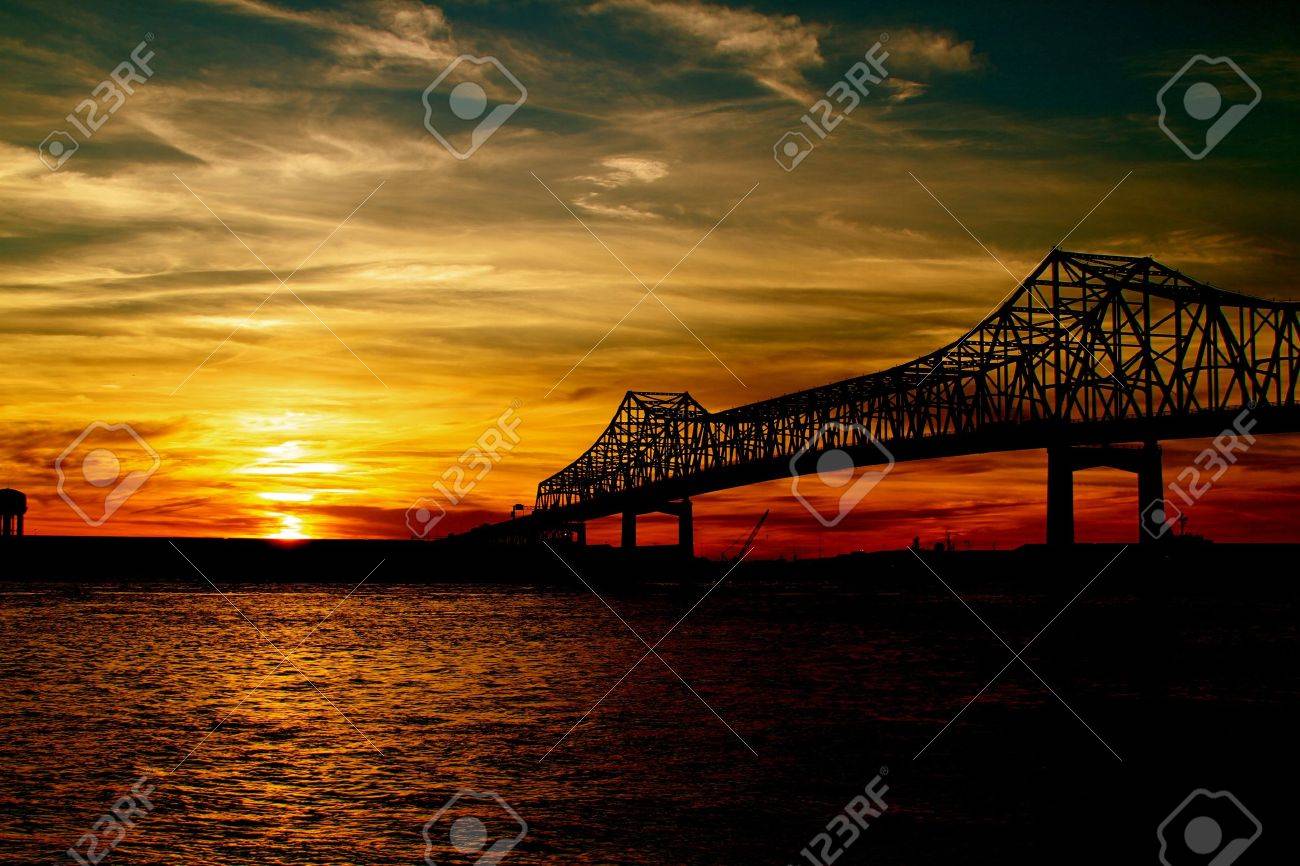 Mississippi Bridge at Sunset - 19418637 Mississippi Bridge at Sunset - 19418637