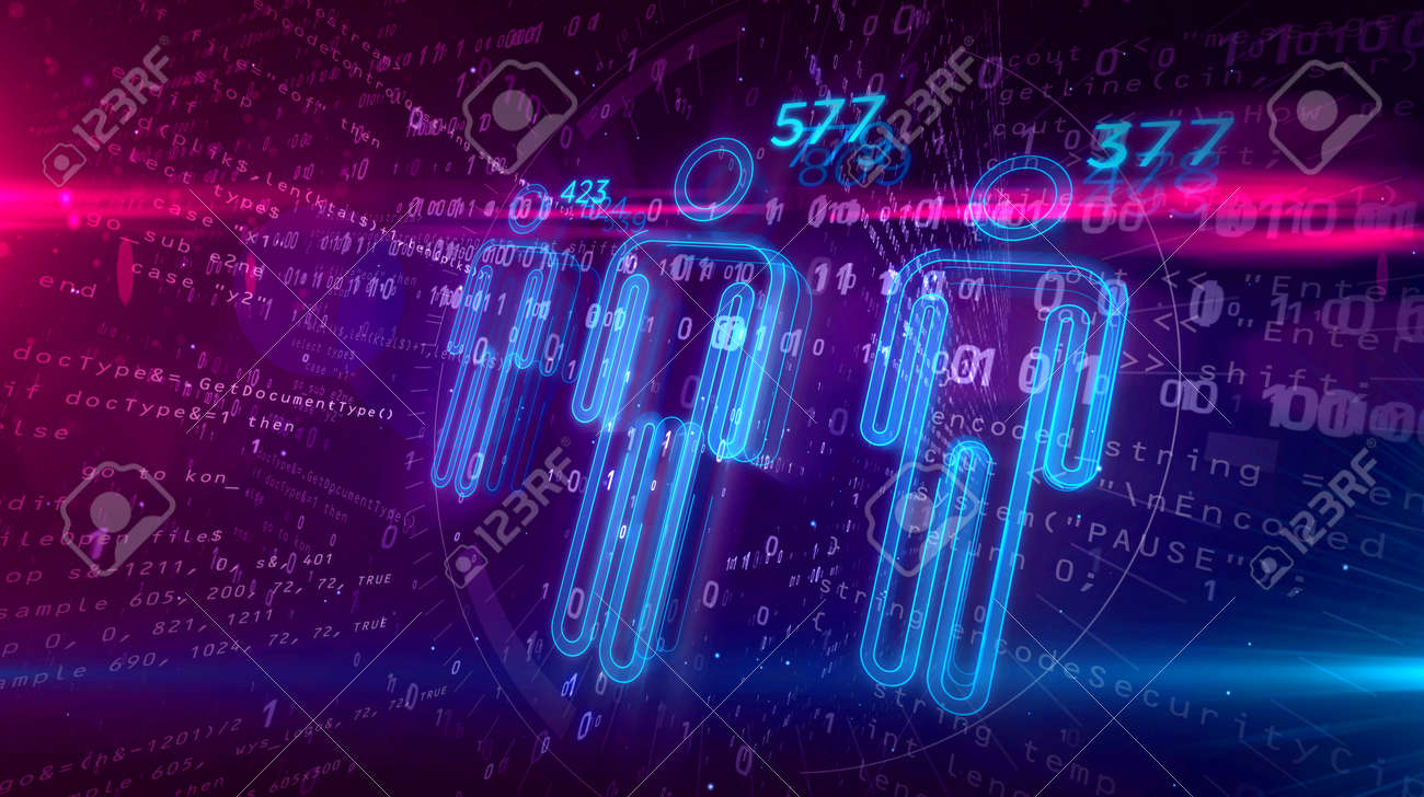 Social scoring and credit rating concept on digital background. Analysing and profiling people by artificial intelligence technology 3D illustration. - 117170935 Social scoring and credit rating concept on digital background. Analysing and profiling people by artificial intelligence technology 3D illustration. - 117170935