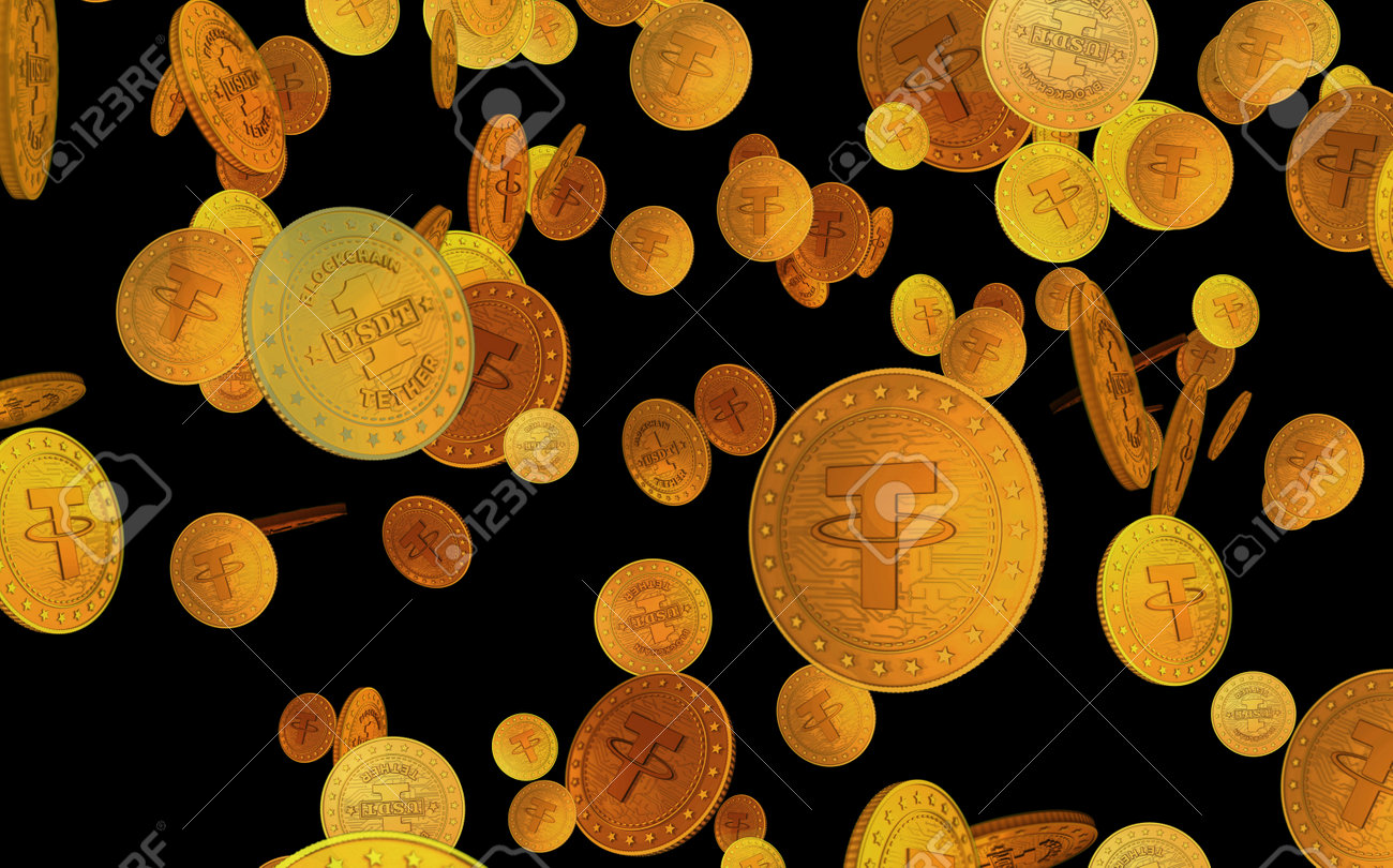 녹색 화면 배경에 테더 암호 화폐 기호 금화. 추상 개념 3d 그림입니다. 로열티 무료 사진, 그림, 이미지 그리고 스톡포토그래피.  Image 167917341