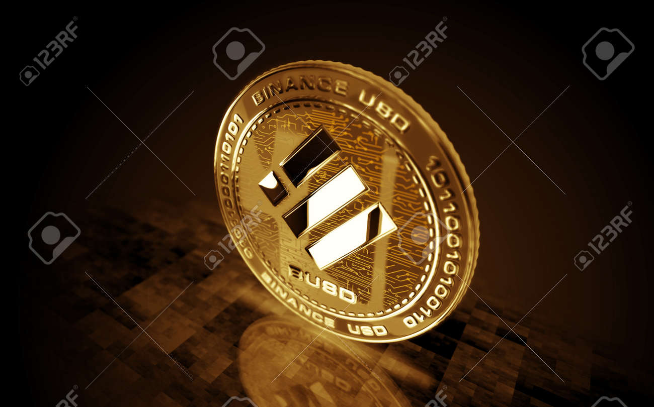 Binance BUSD Stablecoin Cryptocurrency Gold Coin On Green Screen  Background. Abstract Concept 3d Illustration. Stock Photo, Picture and  Royalty Free Image. Image 190238768.