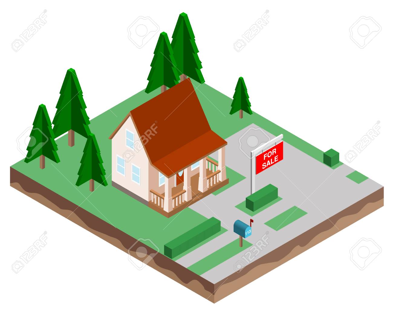 Buying a new home. The house for sale. Vector illustration in a isometric style. - 101974846 Buying a new home. The house for sale. Vector illustration in a isometric style. - 101974846
