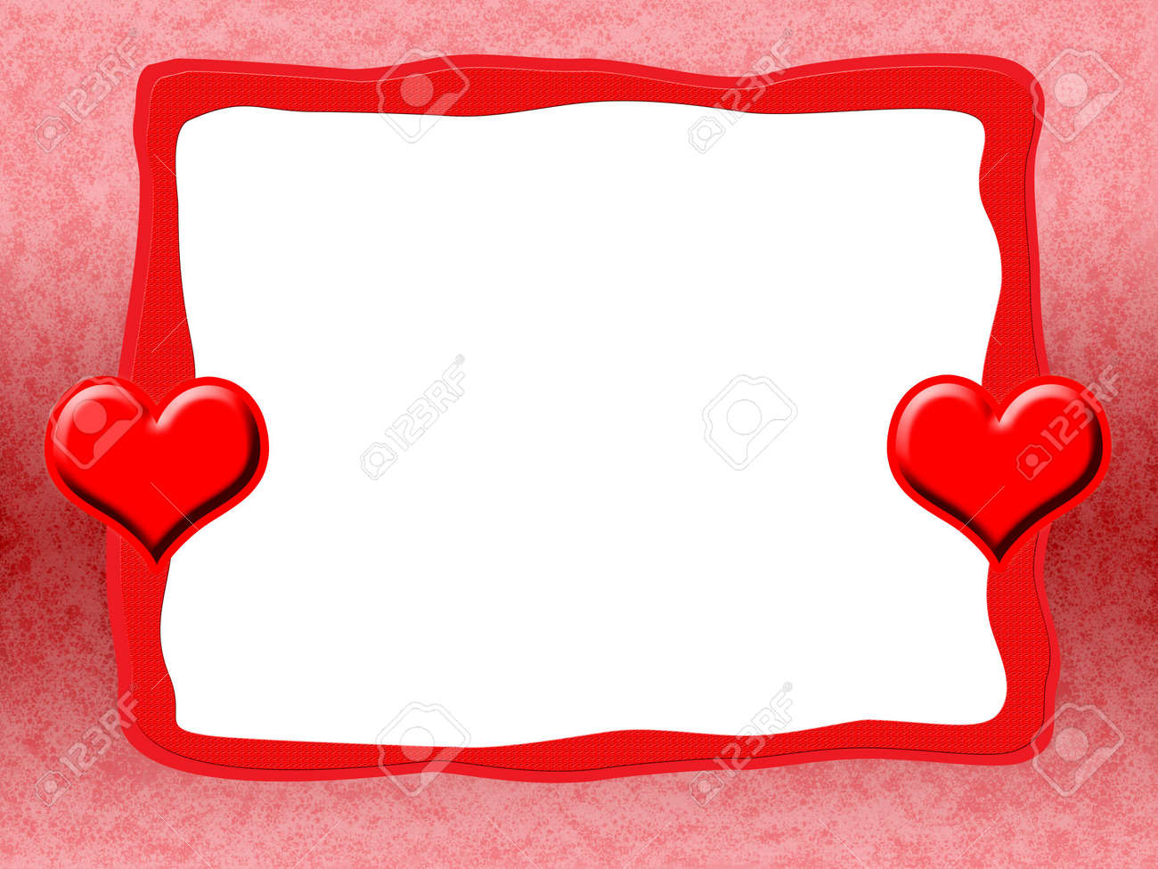 elegant romantic love frame with red hearts and blank white