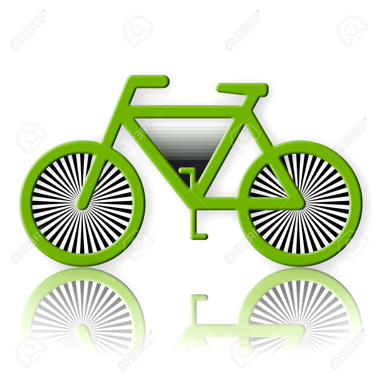白い背景の上の緑の自転車イラスト の写真素材 画像素材 Image