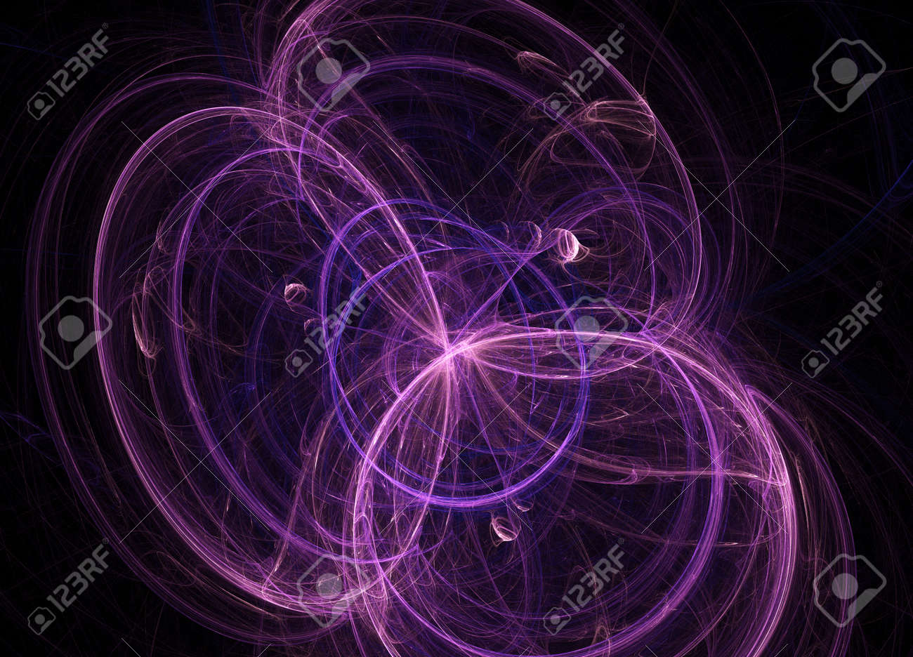 抽象的な背景領域宇宙の暗黒に光る紫曲線 イラスト の写真素材 画像素材 Image