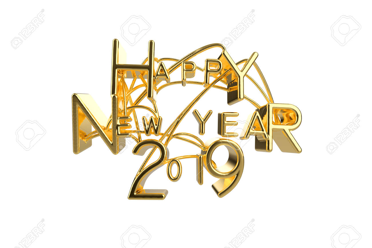 happy new year 2019 christmas elegant golden lettering word with elegant word