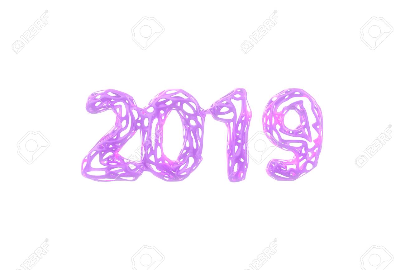 happy new year banner with 2019 numbers made by pink plastic stock banner numbers