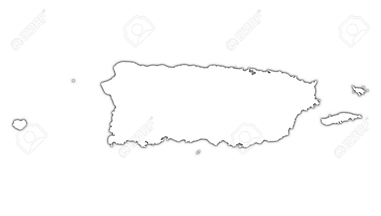 Puerto Rico Outline Map With Shadow Detailed Mercator Projection