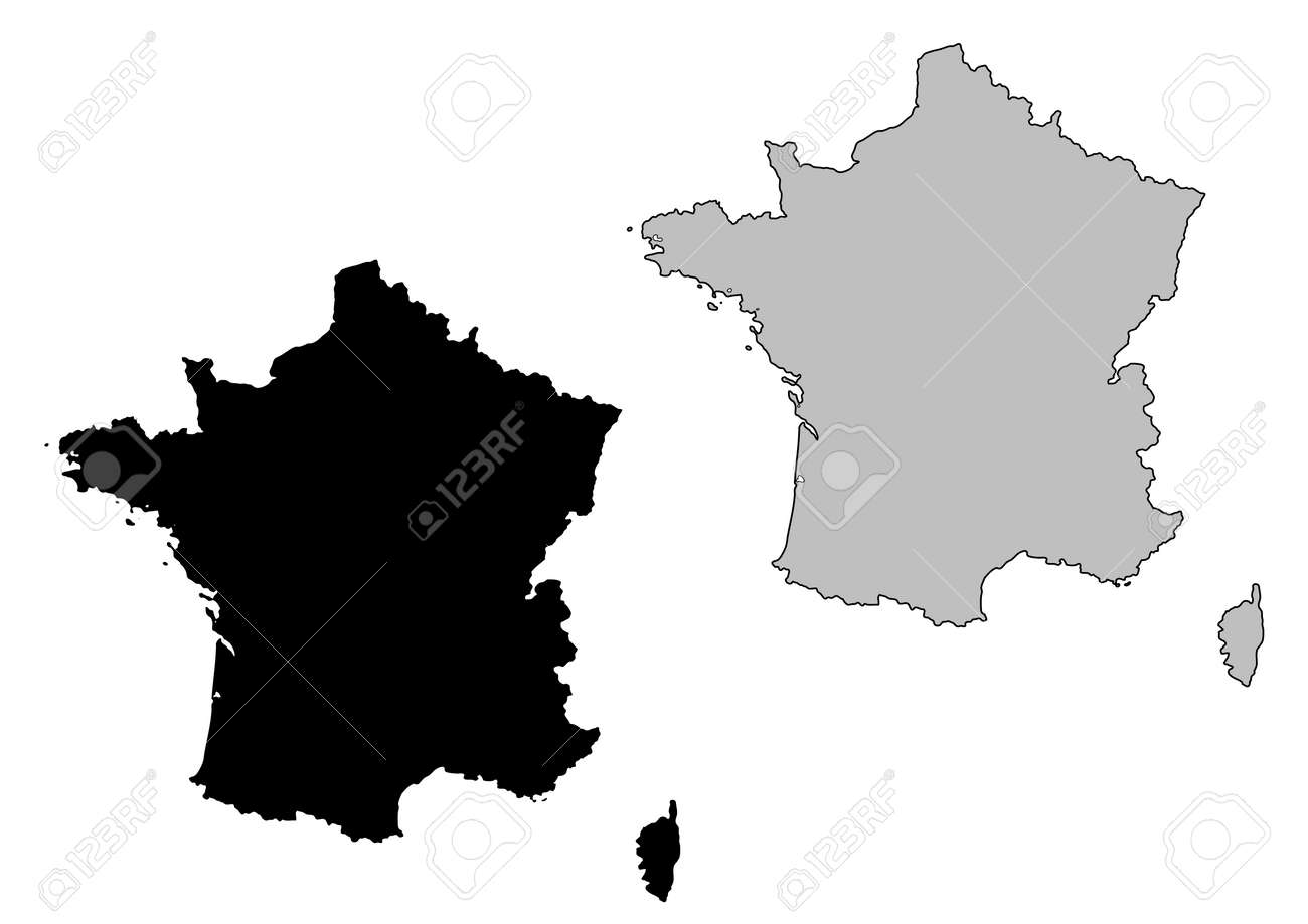 mapa francia blanco y negro Francia Mapa. Blanco Y Negro. Proyección De Mercator 