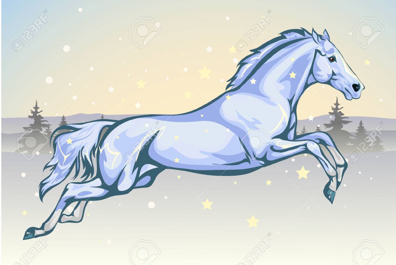 青い水の馬 のイラスト素材 ベクタ Image