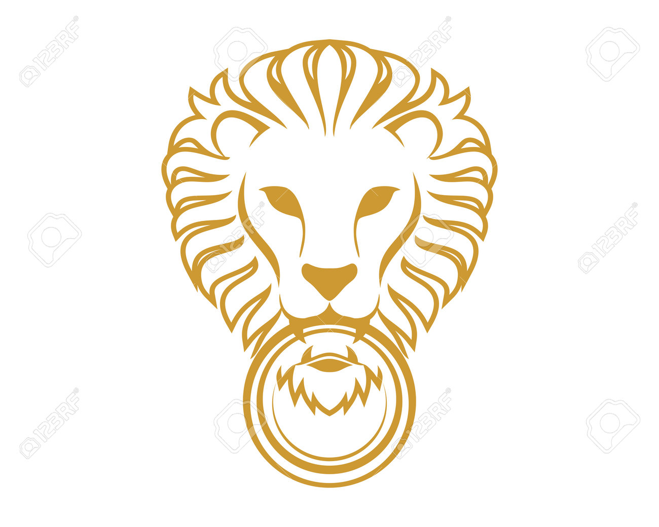 Luxury Gold Lion Head With Ring In Mouth Royalty Free Cliparts Vectors And Stock Illustration Image