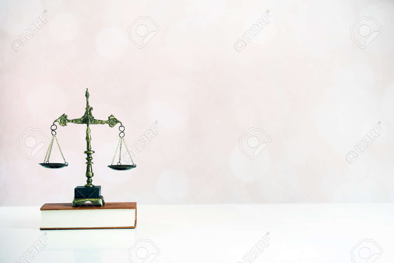 Law And Justice Concept With Scale And Themis In Background. Composition In  Court Stock Photo, Picture And Royalty Free Image. Image 89215460.